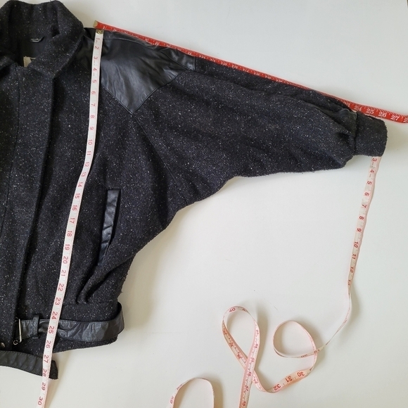 Ada Paris Vintage 1980s Fleck Wool Leather Bomber Jacket 9/10 Biker Glam Rock - Picture 3 of 17